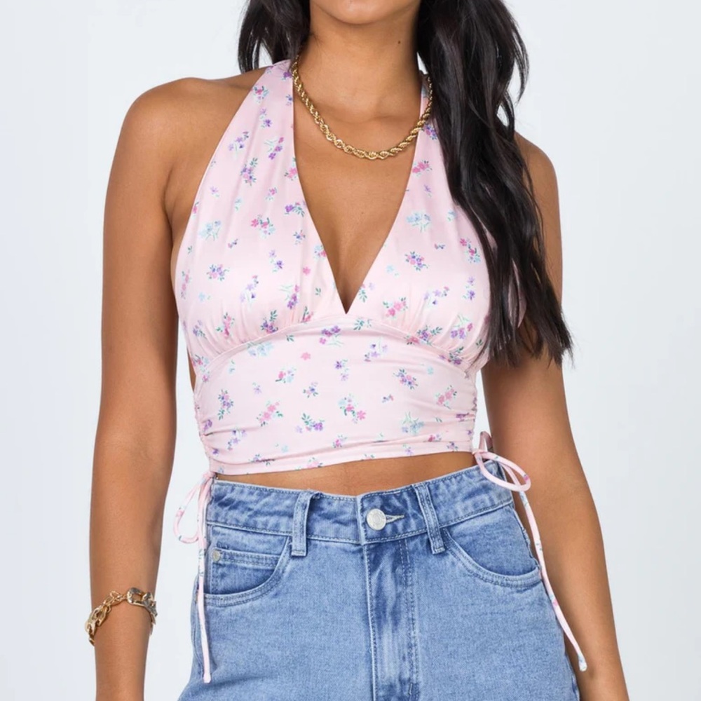 Princess Polly Floral Pink Halter Top